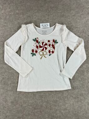 The Children's Place Christmas Joy Peppermint Long Sleeve Shirt Girls 5T NWT